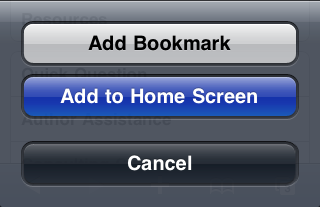 Step 2: click the “Add to Home Screen” button in the dialog