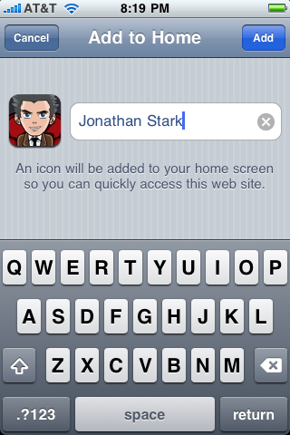 Step 3: click the “Add” button in the “Add to Home” panel