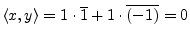 $ \left<x,y\right>=1\cdot \overline{1} + 1\cdot\overline{(-1)} = 0$