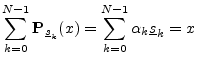 $\displaystyle \sum_{k=0}^{N-1}
{\bf P}_{\sv_k}(x) = \sum_{k=0}^{N-1} \alpha_k \sv_k = x
$